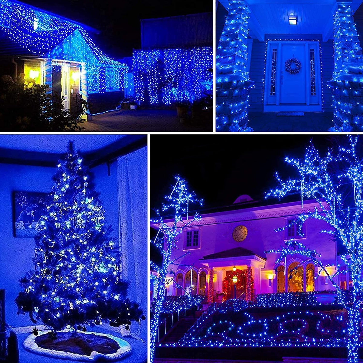 Purple Solar Fairy Lights Outdoor Waterproof, 4 Packs Each 33ft 100 LED Solar String Lights, 8 Modes Silver Wire Solar Twinkle Lights for Halloween Christmas Patio Garden