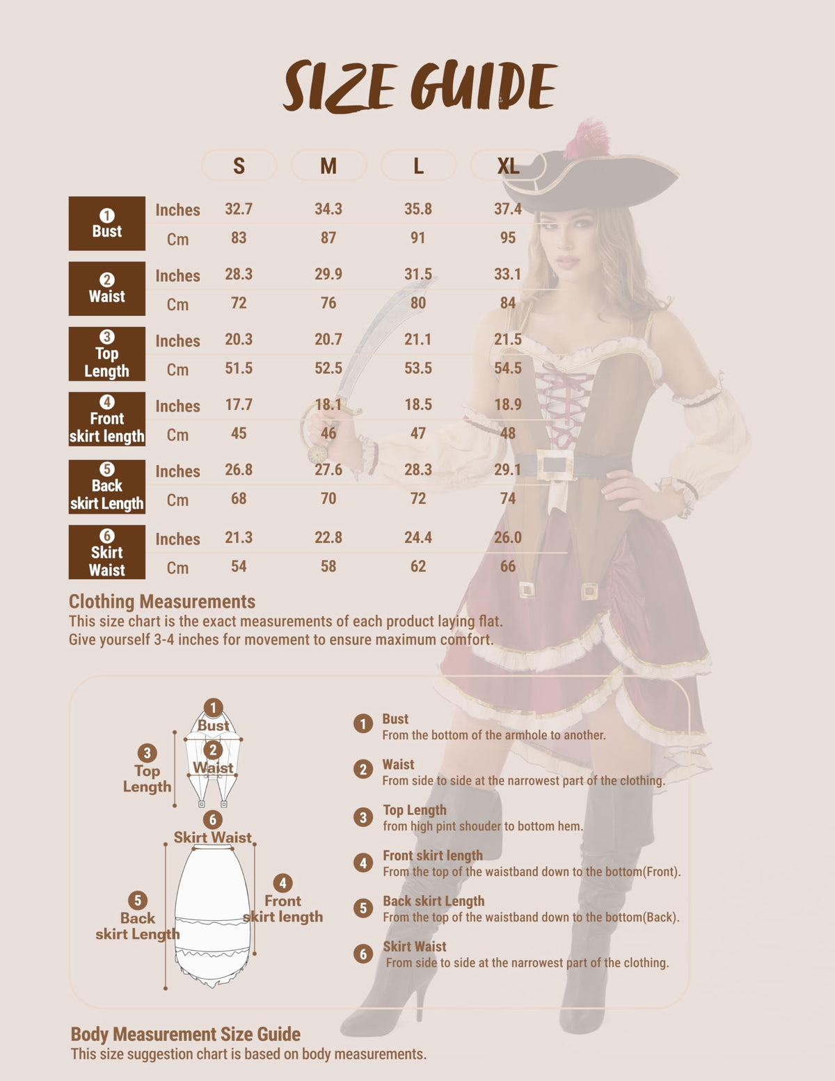 Joyfy Pirate Costume for Women Halloween Adult Pirate Dress with Pirate Hat for Halloween Costume Party Fancy-Dress Costume