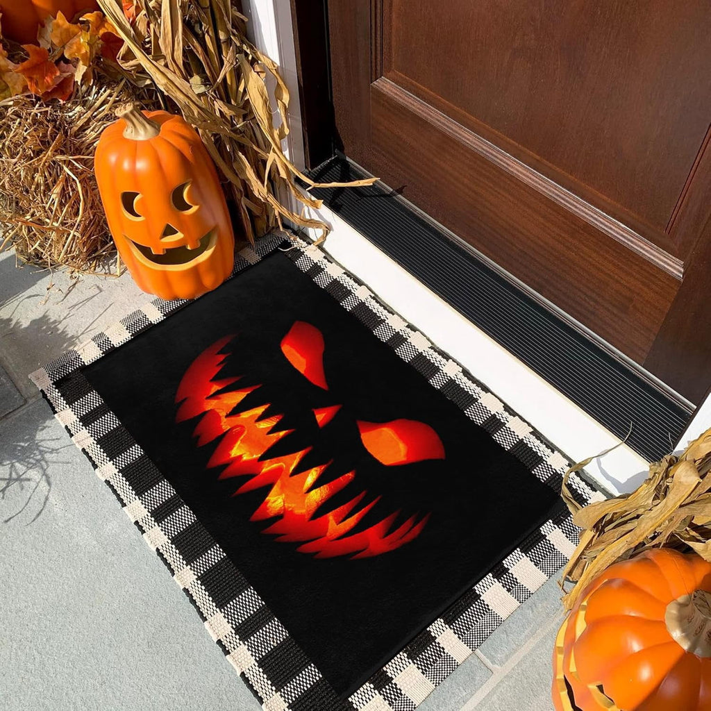 NIETEIN Halloween Welcome Doormat, 19.7 X 31.5 Inch Pumpkin Design Non-Slip Mat
