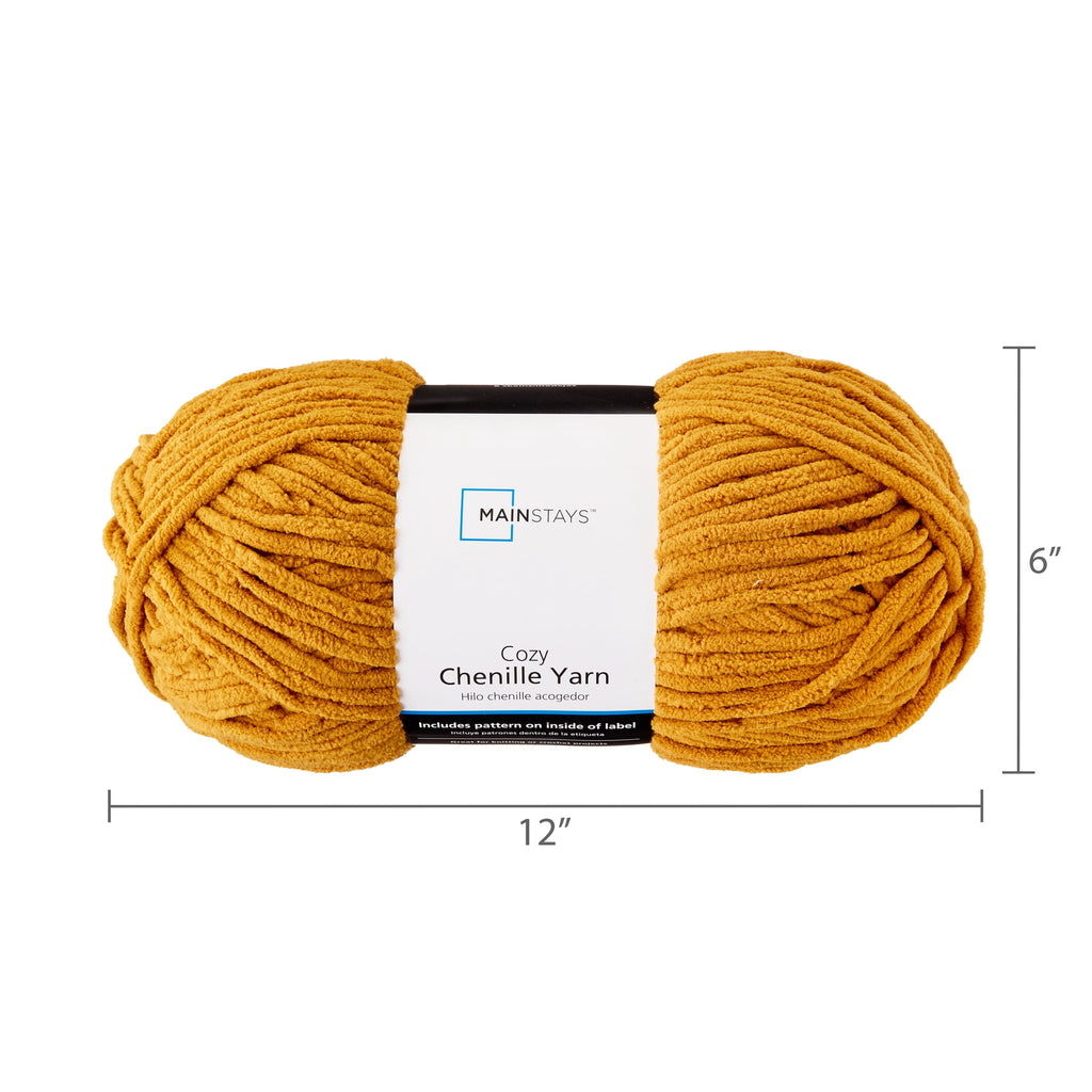 Mainstays Cozy Chenille Yarn, 220 yd, Arctic White, 100% Polyester, Bulky