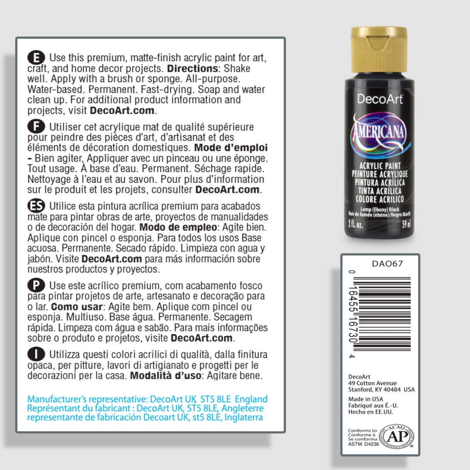 DecoArt Americana Acrylics Grey Color Family - 2oz Art & Craft Paints