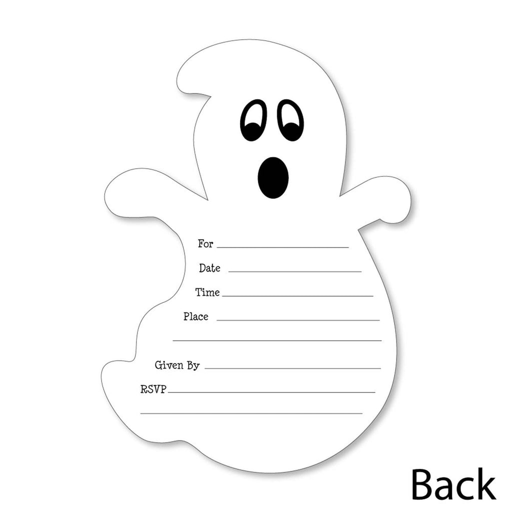 Big Dot of Happiness Spooky Ghost - Shaped Fill-in Invitations - Halloween Party Invitation Cards with Envelopes - Set of 12