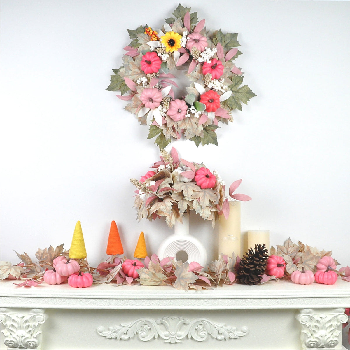Pink Halloween Decor Ghost Candy Bowl Figurine with Bow and Scalloped Holder for Indoor Tabletop Decor and Party Favor Display