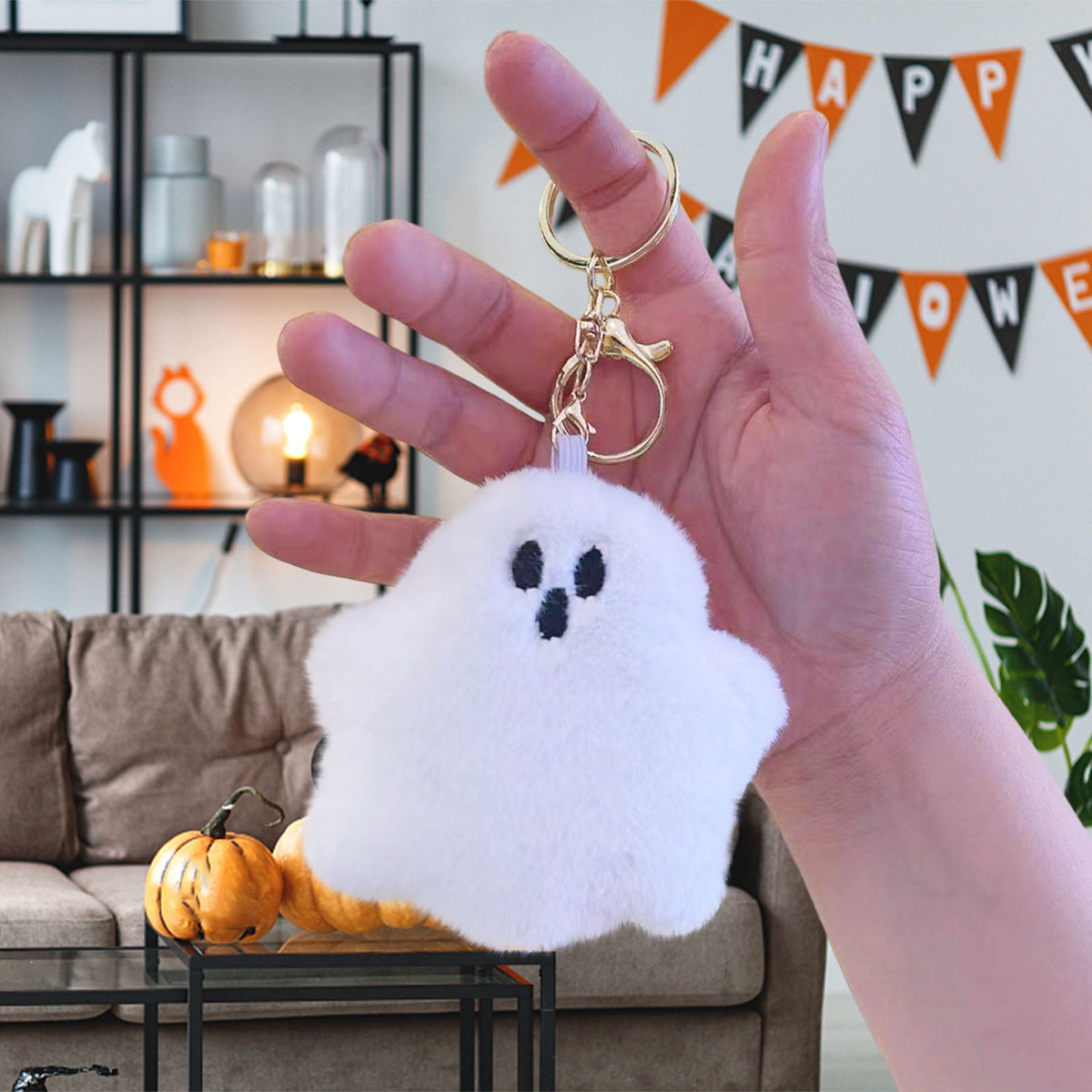 TOPRenddon Happy Halloween Door Mat, Front Door Mat Non Slip, Welcome Skull Ghost Yard Floor Doormat Kitchen Entry Outdoor Indoor Entrance