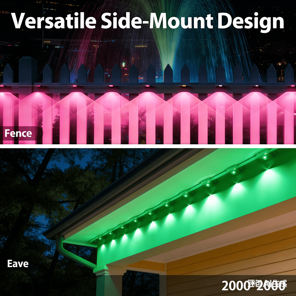 DAYBETTER 200ft Permanent Outdoor Lights, RGB Eaves String Lights with 100LED, Remote/APP Control, IP65 Waterproof, for Garden Halloween Christmas Party Decorations