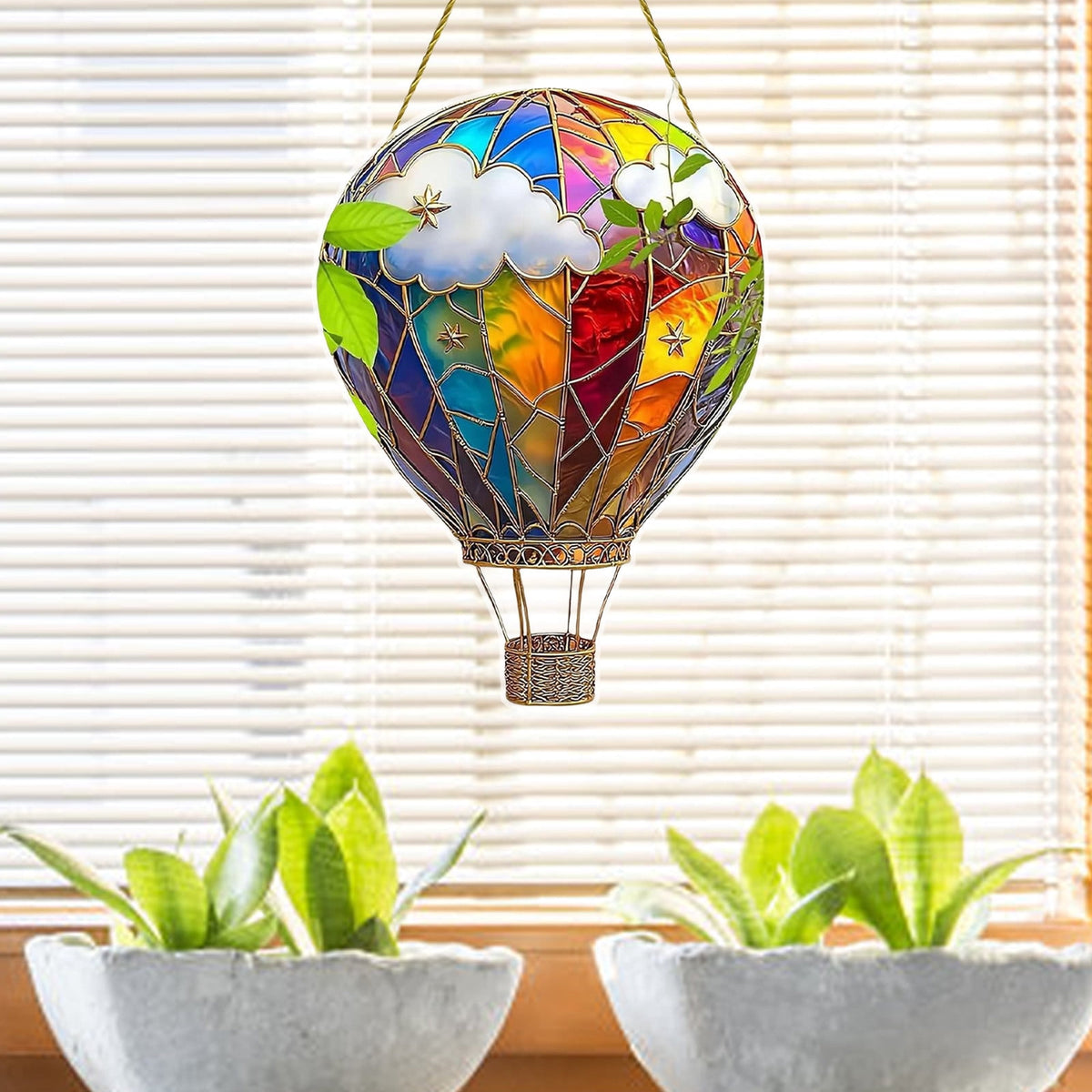 Hot Air Balloon Solar Lantern for Garden Decor, Flickering Flame Hanging Solar Light for Outdoor Decorations, Blue & Purple Lamp for Yard Tree Porch Party