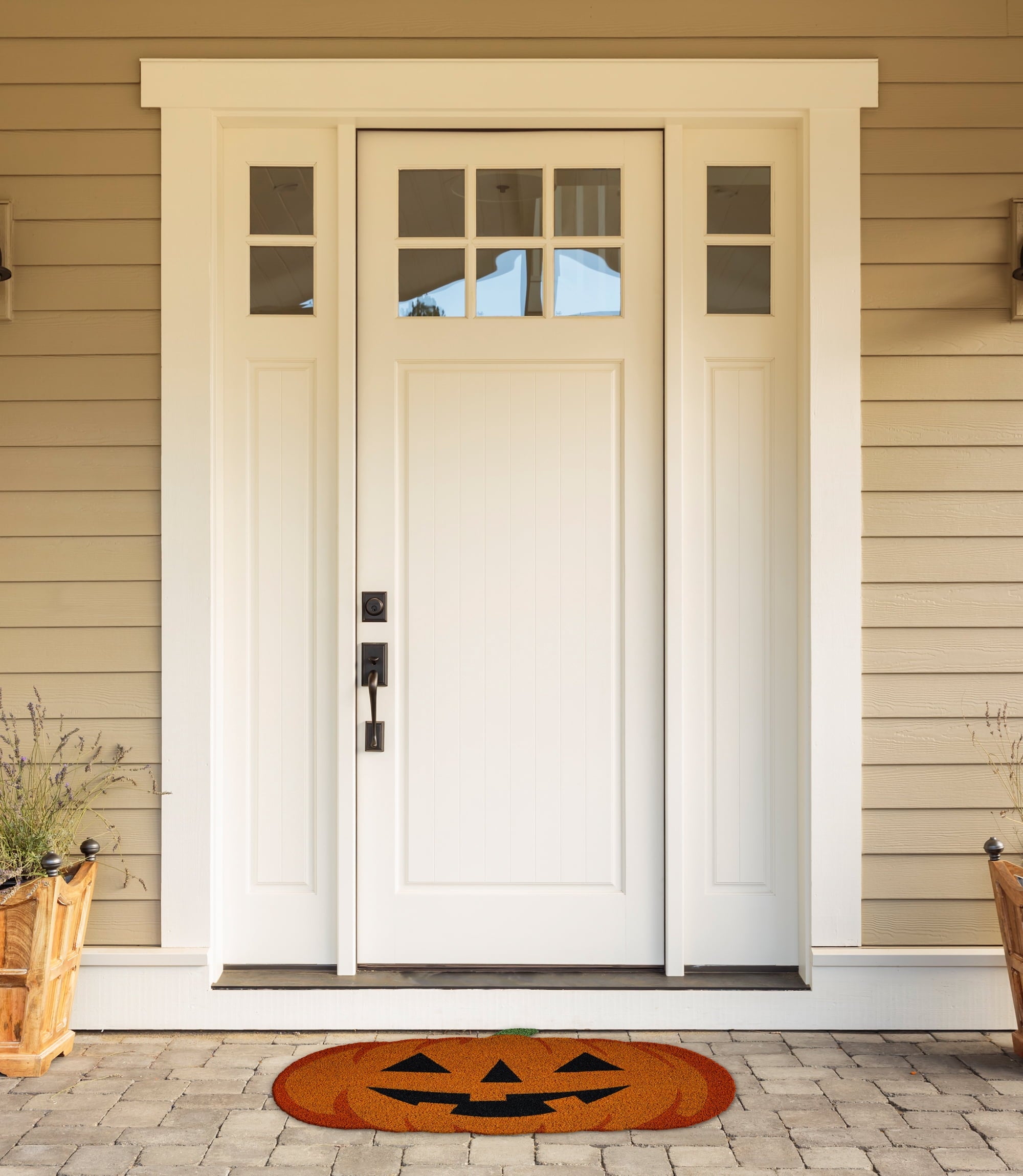 DII Decorative Halloween Welcome Doormat, Front Door Décor, 17x29", Jack-O-Lantern