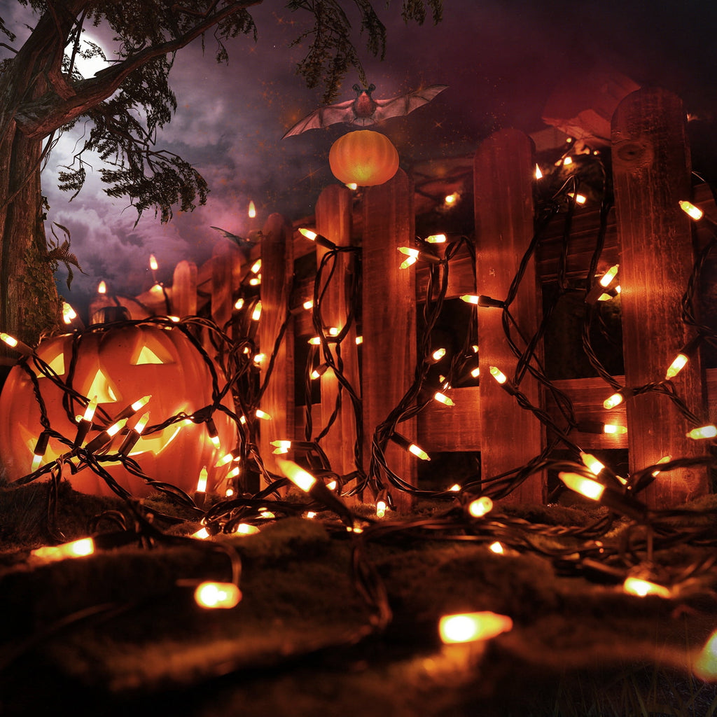 Toodour Orange & Purple Halloween Lights, 25ft 100 Count Incandescent Halloween String Lights, UL Certified Connectable Mini Bulbs Halloween Lights for Indoor, Outdoor, Garden, Porch, Halloween Decor