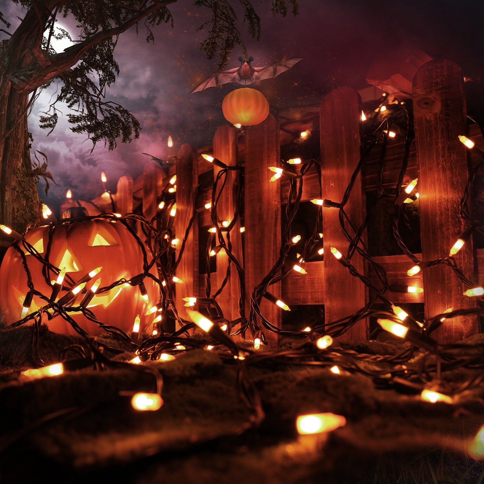 Toodour Orange & Purple Halloween Lights, 25ft 100 Count Incandescent Halloween String Lights, UL Certified Connectable Mini Bulbs Halloween Lights for Indoor, Outdoor, Garden, Porch, Halloween Decor