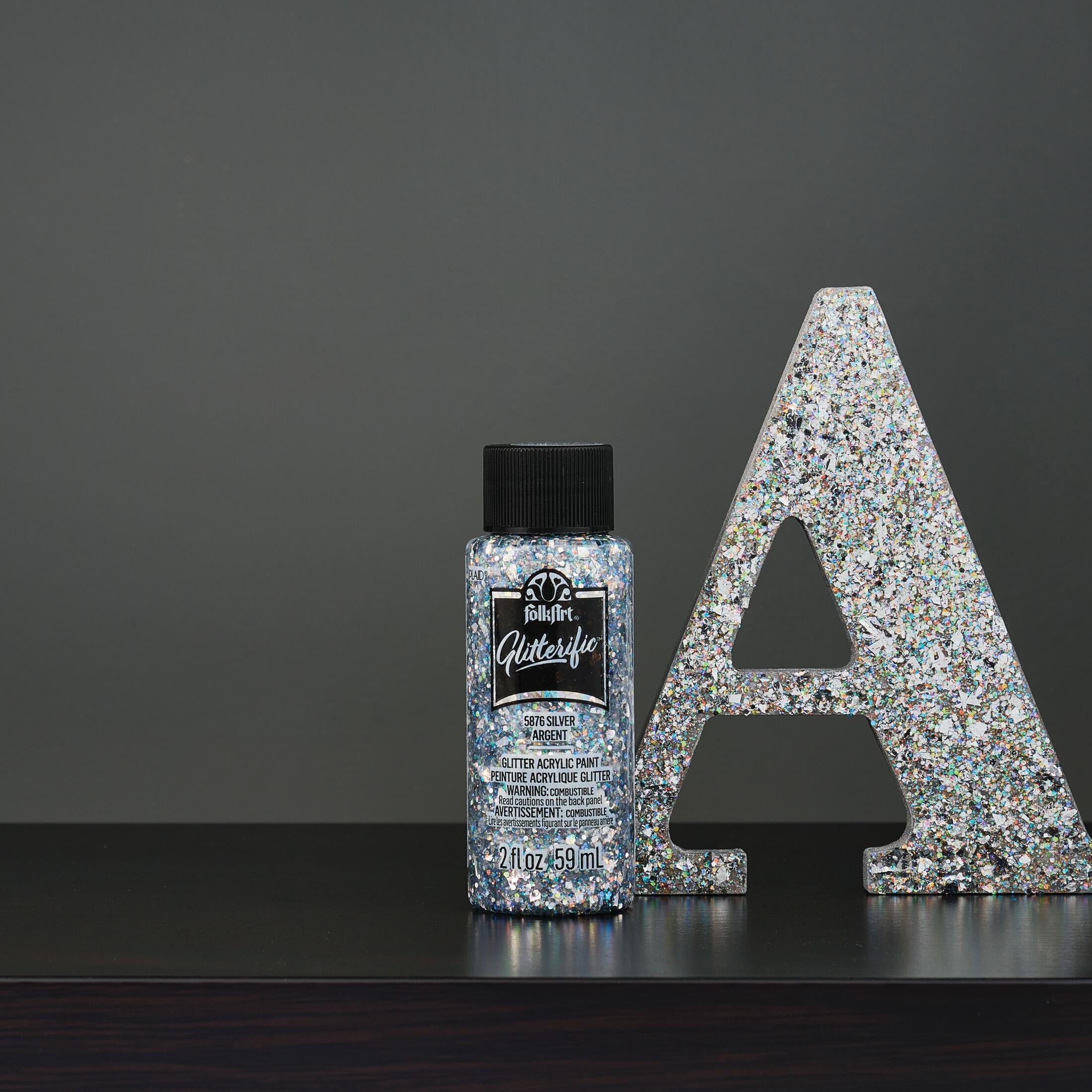 FolkArt Glitterific Acrylic Craft Paint, Glitter Finish, Hologram, 2 fl oz