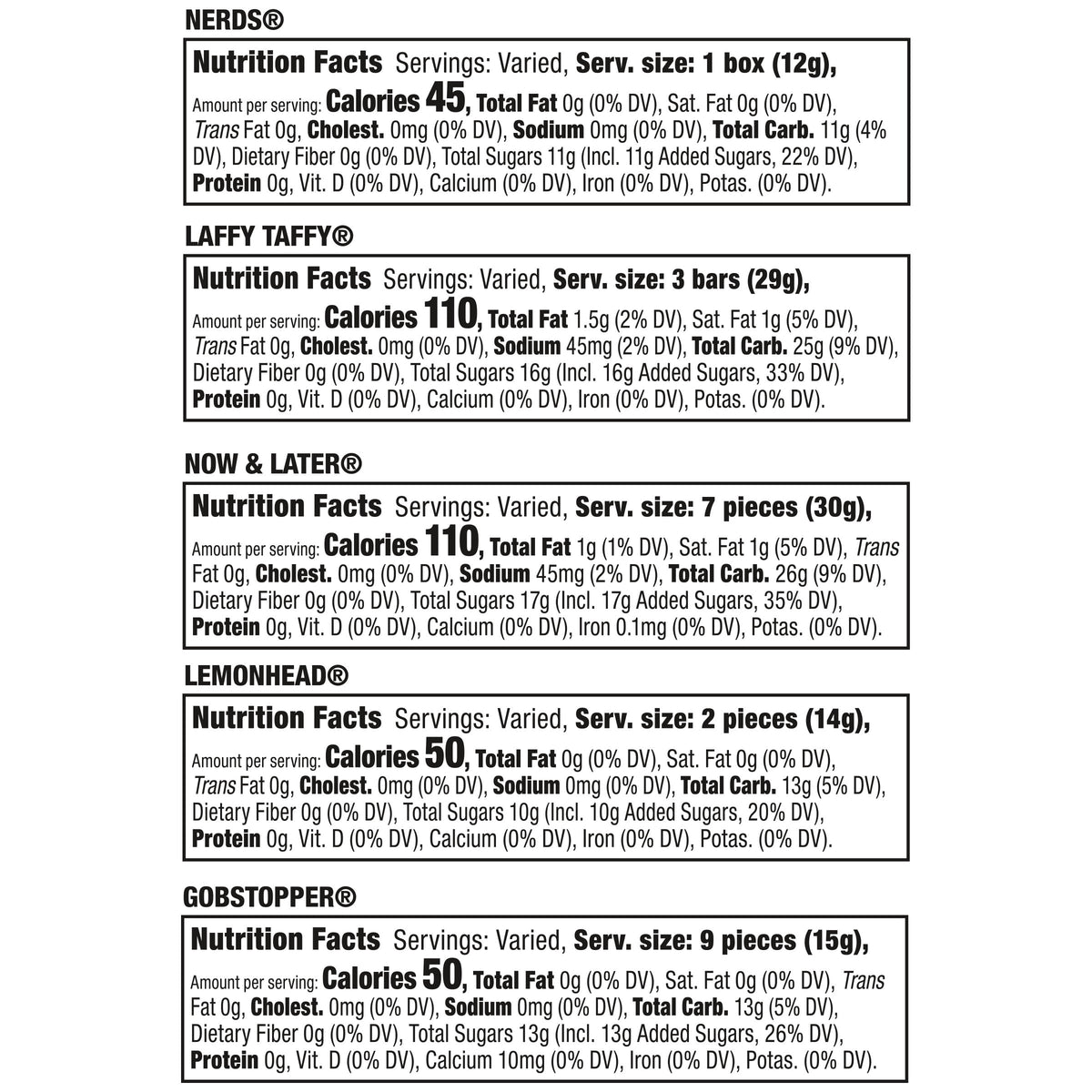 Nerds Classic Fun Halloween Trick-or-Treat Variety Bag, Laffy Taffy, Now and Later, Lemonhead, Gobstopper, and NERDS Original, 425 Pieces, 104.6 Ounces