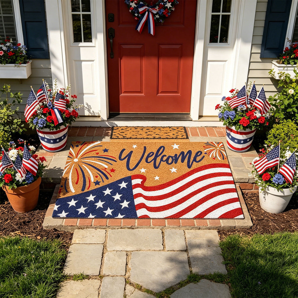 Dpityserensio Halloween Doormat Black Bat and Moon with Striped Border Non-Slip Washable Indoor Outdoor Rug, Vintage Fall Decor
