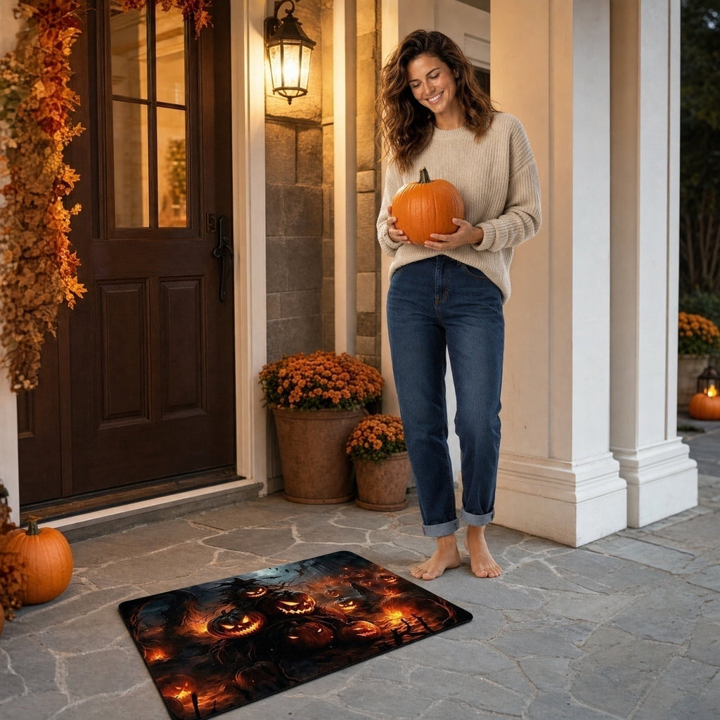 Front Door Mat Indoor Outdoor Entrance Rug, Semicircular Entrance Mat, Half Round Waterproo Non-Slip Durable Rubber Doormat for Garage, Patio, 29.5 inch