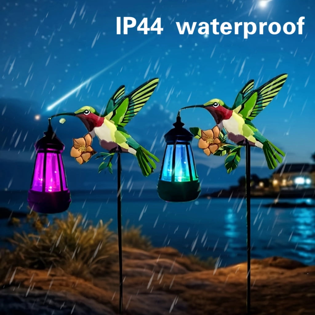 1/2 Pack Hummingbird Solar Lantern Lights, IP65 Waterproof Warm White Solar Hanging Lantern, Outdoor Solar Powered Decor for Yard Patio Garden Party Decorations