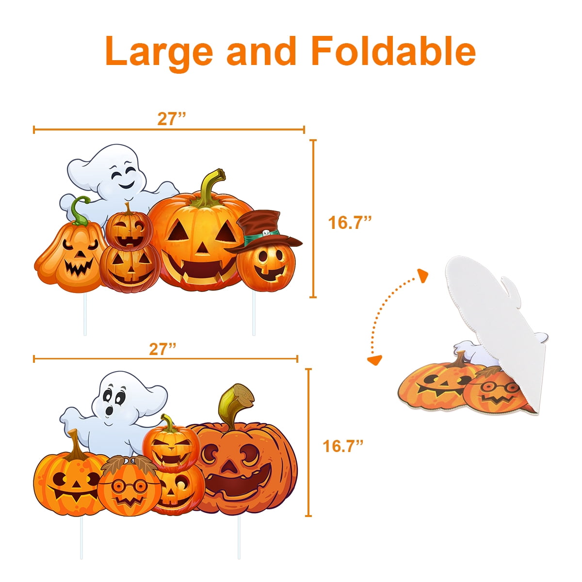 2Sets Halloween Yard Lawn Stakes Cute Pumpkin Yard Sign Vintage for Halloween Garden Decorations Outdoor