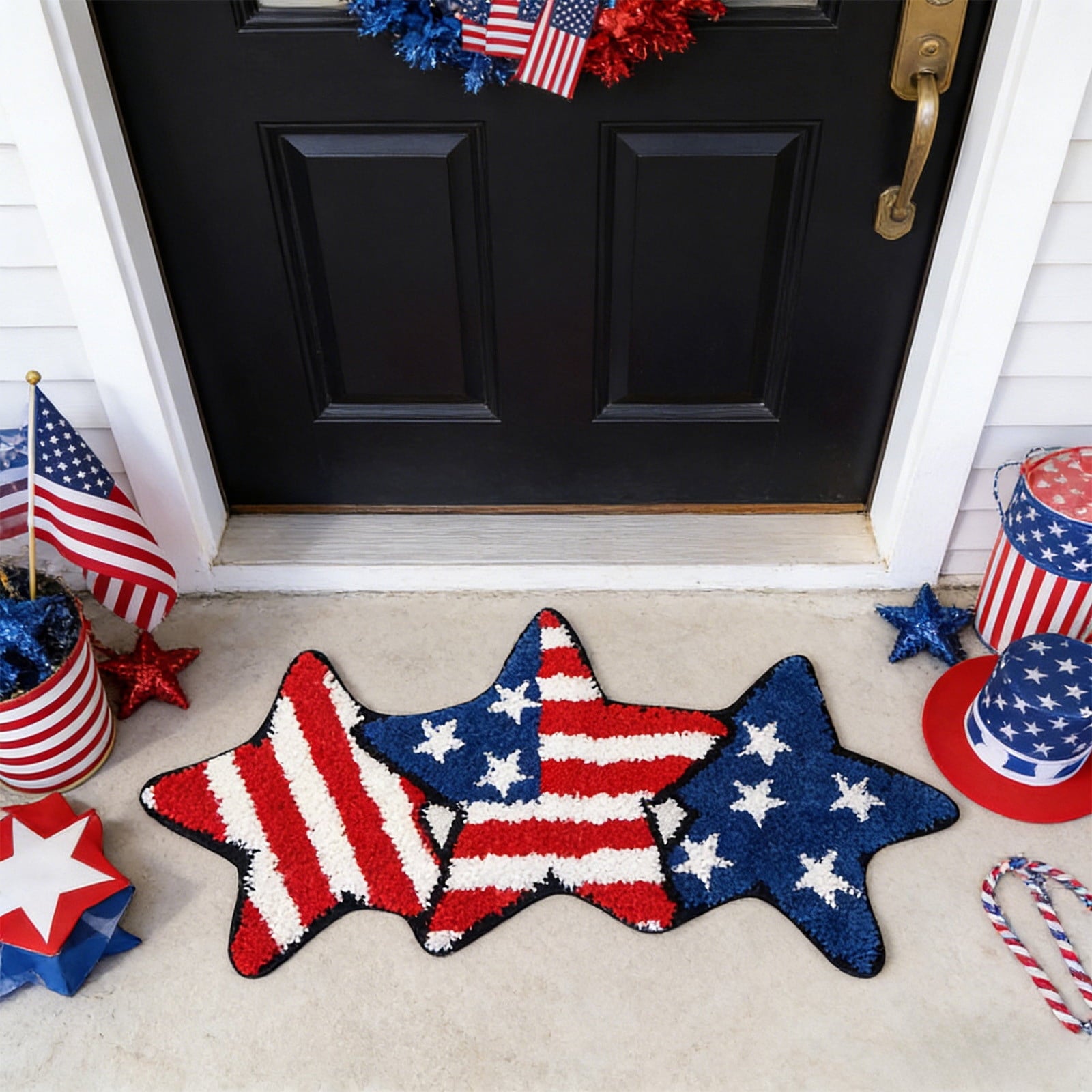 Wooowa Plush Style Multi Purpose Floor Mat Bathroom Entrance Coffee Table Carpet Fit for Fourth of July Decorations Patriotic Decor for Home Daily Holiday Festive Use