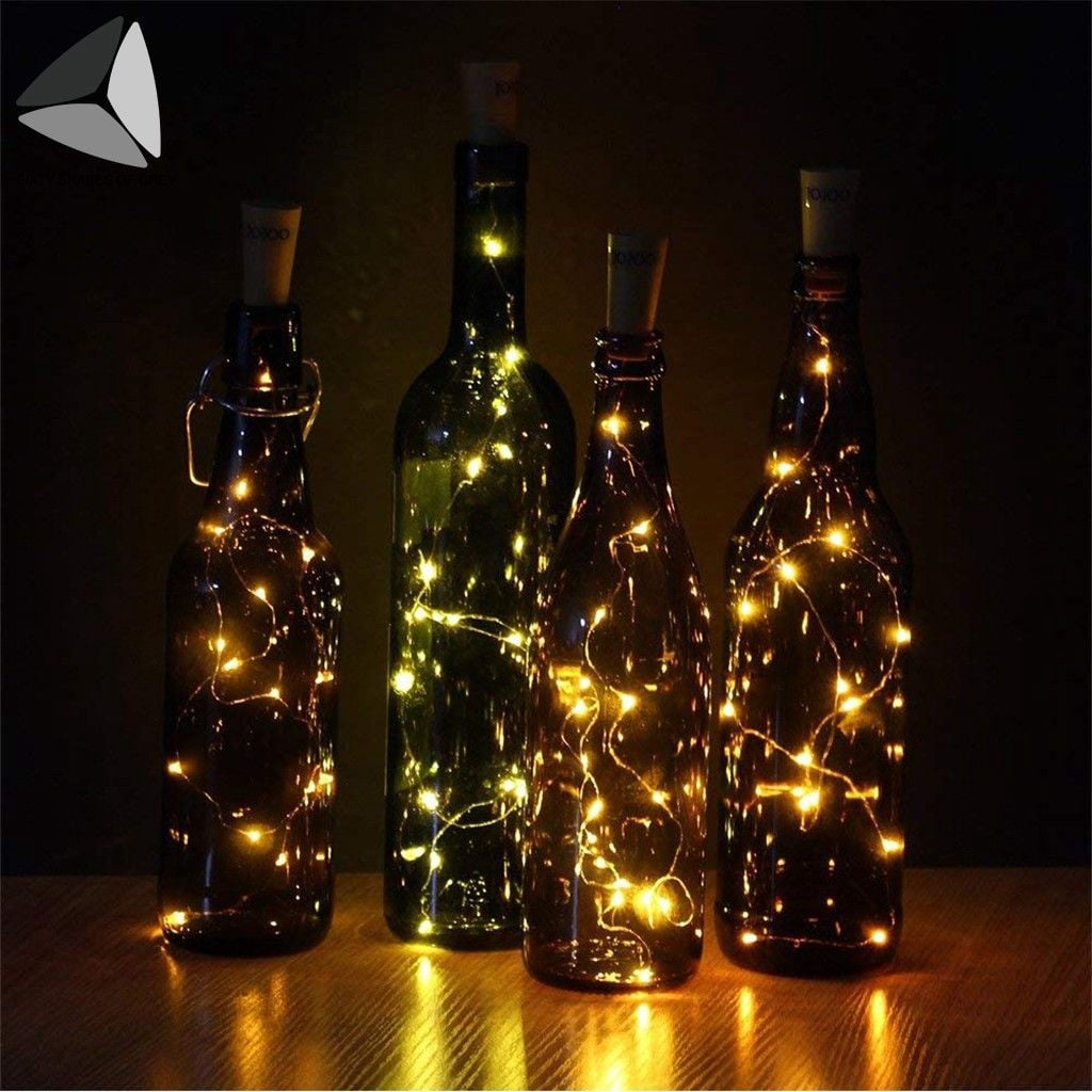PULLIMORE Wine Bottle Lights with Cork Colorful, 15 LEDs Fairy Lights Battery Operated String Lights for Xmas Party Decor(Warm White, 2.46ft)