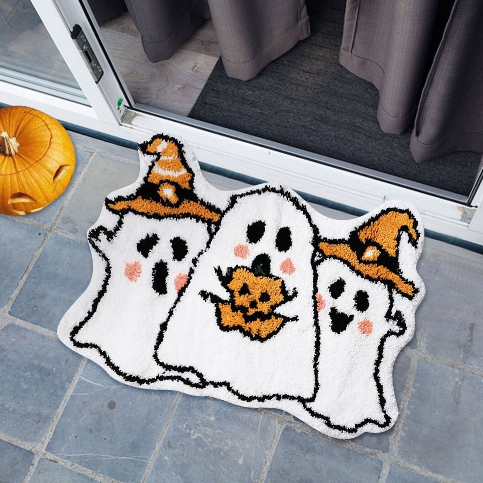 Stijggn Halloween Kitchen Rugs Halloween Mat Halloween Decorations Doormat, Welcome Mats for Front Door,Spooky Outdoor Mats for Front Door, Living Room, Bedroom, K-ids' Room