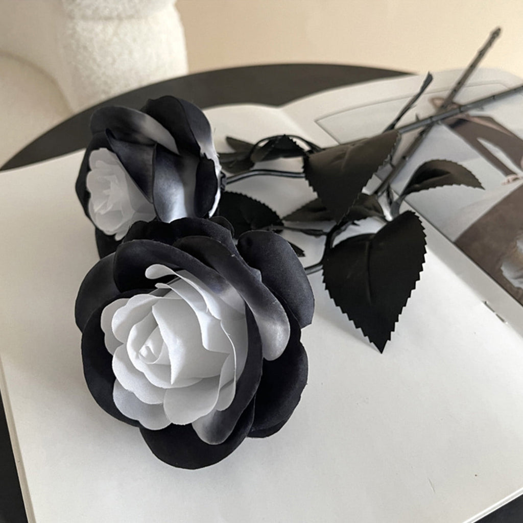 AZXY Halloween Decor, Halloween Indoor Decor, Halloween Tabletop, Artificial Red Silk Rose Stems, Gothic Fake Floral Bouquet, Halloween Decorations for Home Table Party Decor