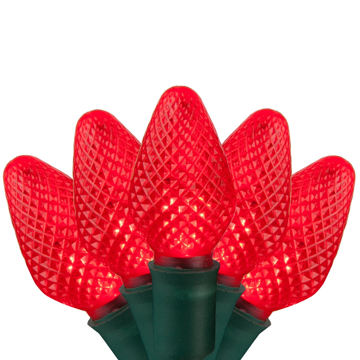 Wintergreen Lighting 25ct C7 LED Multi-Color Christmas Lights, 8" Spacing – Green Wire