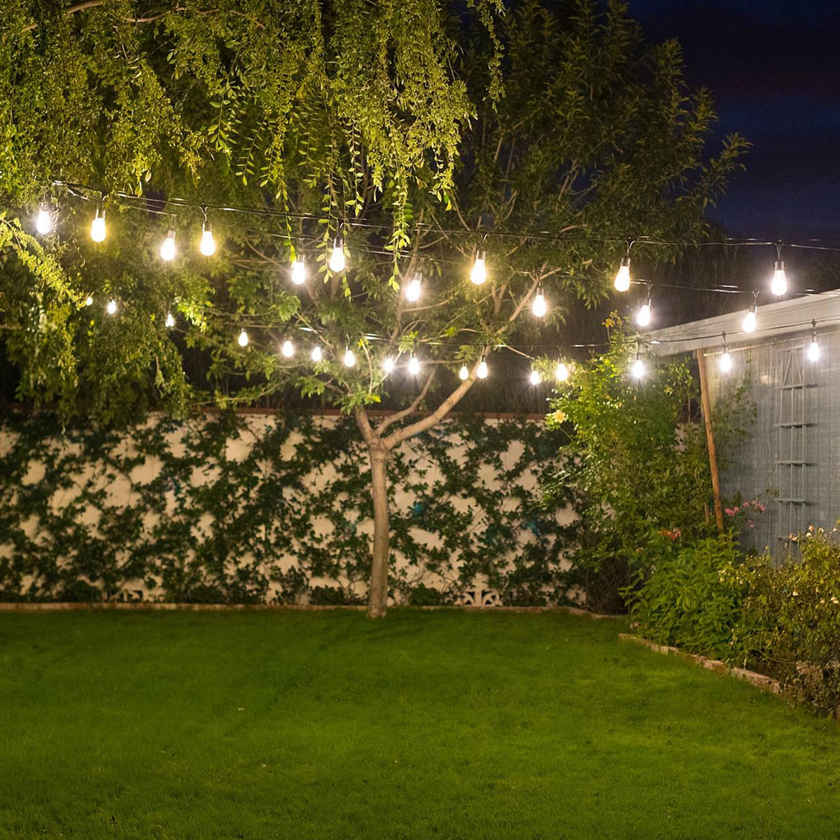 DAYBETTER 100ft Outdoor String Lights, with 24 Edison Vintage Shatterproof Bulbs, ST38 Waterproof Hanging Lights, Connectable and Dimmable Lights for Yard Patio