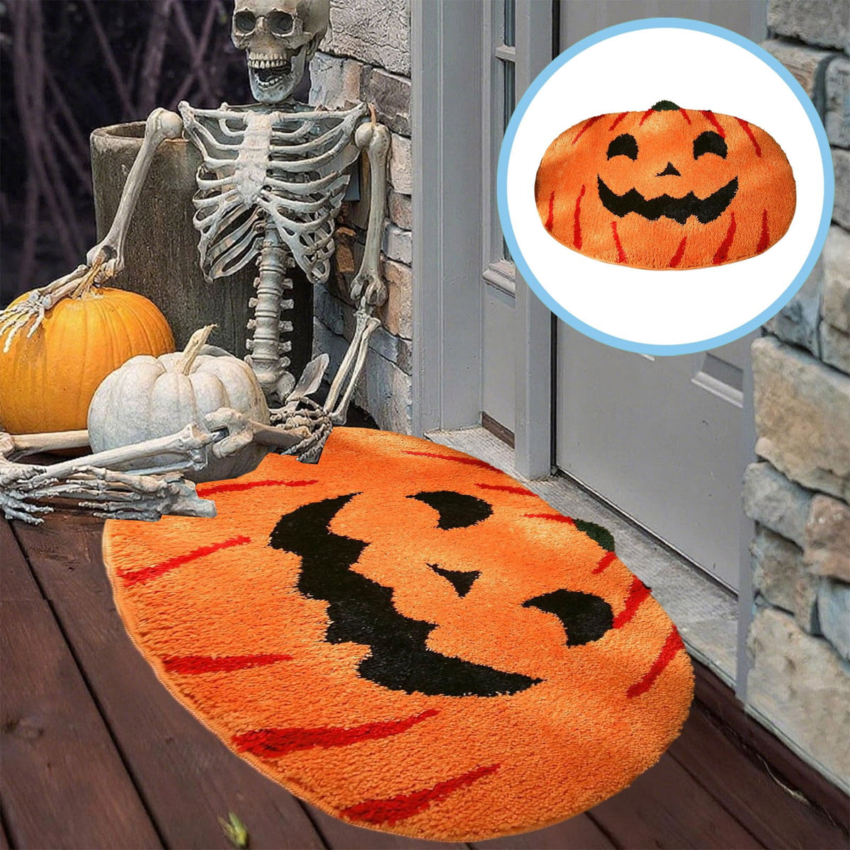 YIMWNYI Halloween Pumpkin Rugs, Decorative Floor Mat, Doormat for Living Room, Kitchen, Thanksgiving Day, Soft Bathroom Mat, Fall Themed Home Decor, Easy to Clean Rug
