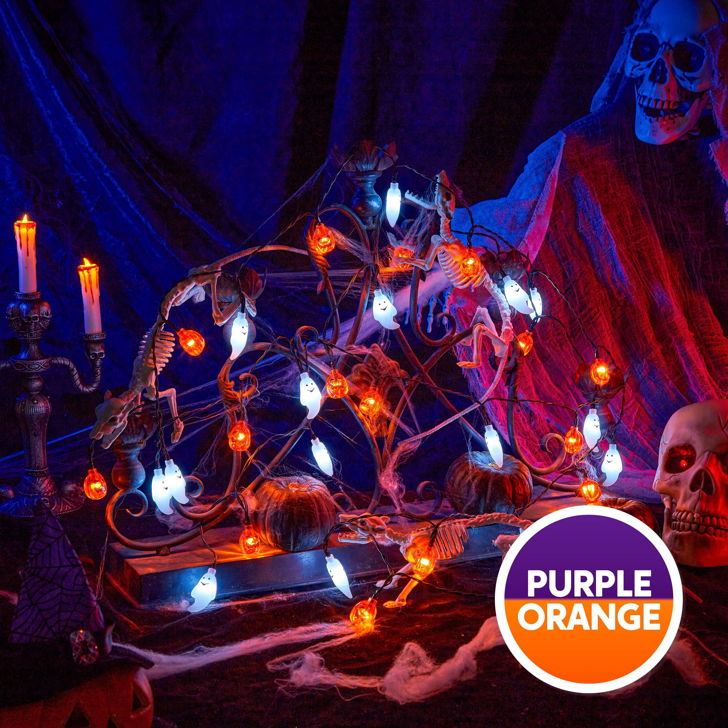 Joyfy 19.7ft Halloween Lights,30 LED Waterproof 3D Pumpkin Ghost Battery Operated String Lights with Timer 8 Lighting Modes Fairy Light for Window Indoor Outdoor Decor Halloween Party Decorations