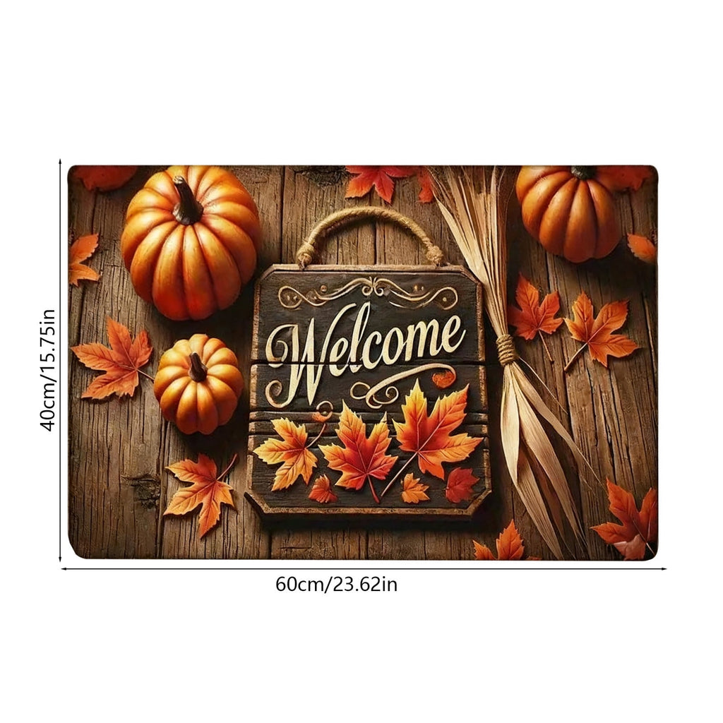 JoyMoreHome Fall Welcome Mat, 20x32 Inch Maple Leaves Door Mats, Decorative Indoor Outdoor Non Slip Entryway Rug, Halloween Thanksgiving Doormat Decor
