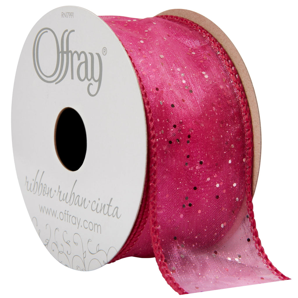 (3 pack) Offray Ribbon, Citrus Green 1 1/2 inch Wired Edge Sheer Polyester Ribbon, 9 feet