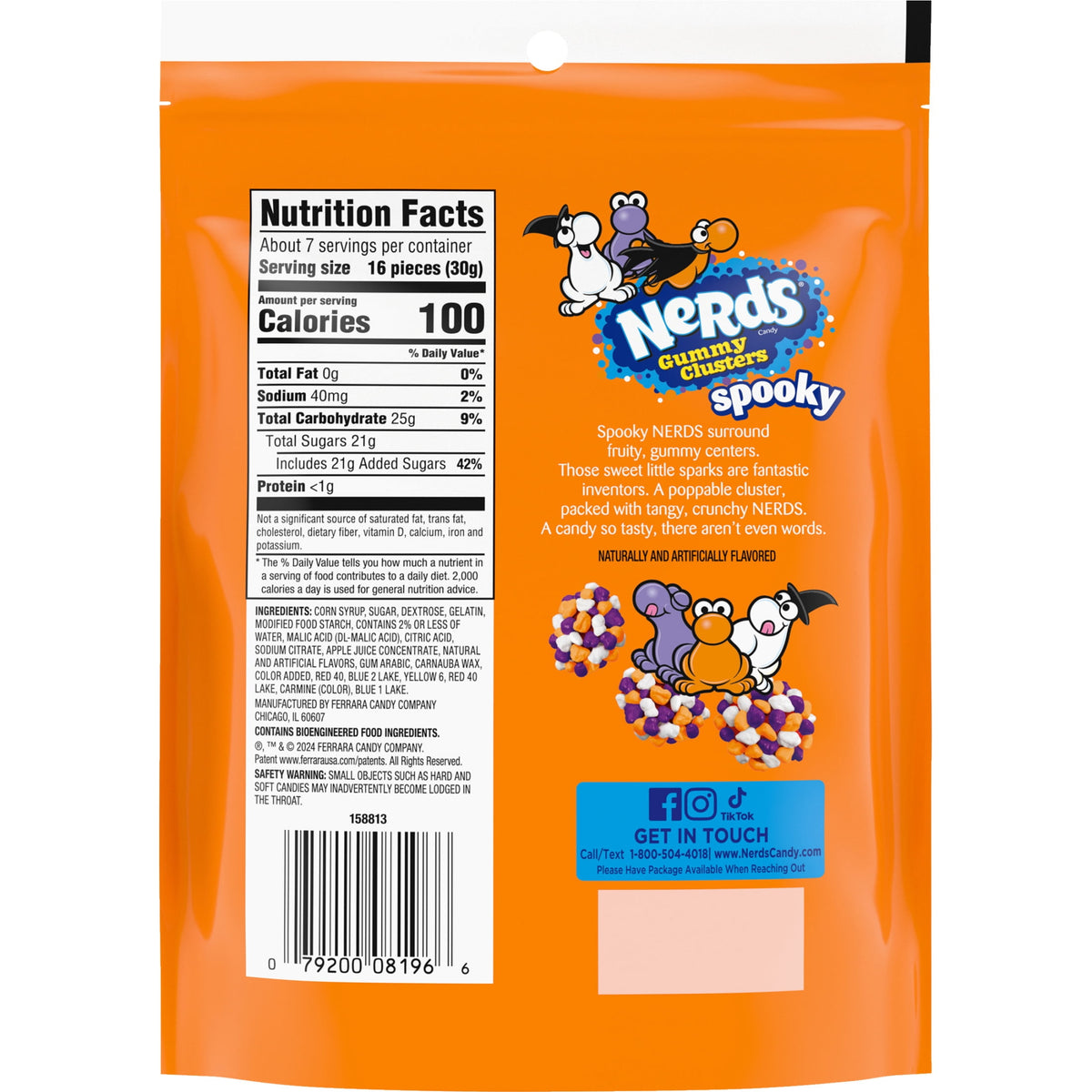 Nerds Spooky Gummy Clusters, Halloween Candy, Nerds Gummy Candies, 8 Ounce Treat Resealable Pouch