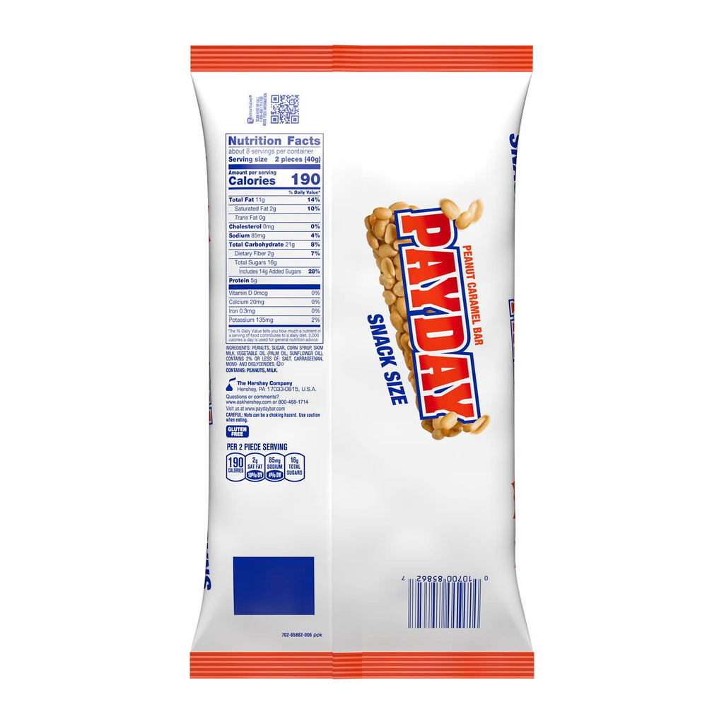Payday Peanut Caramel Snack Size Halloween Candy, Bag 11.6 oz