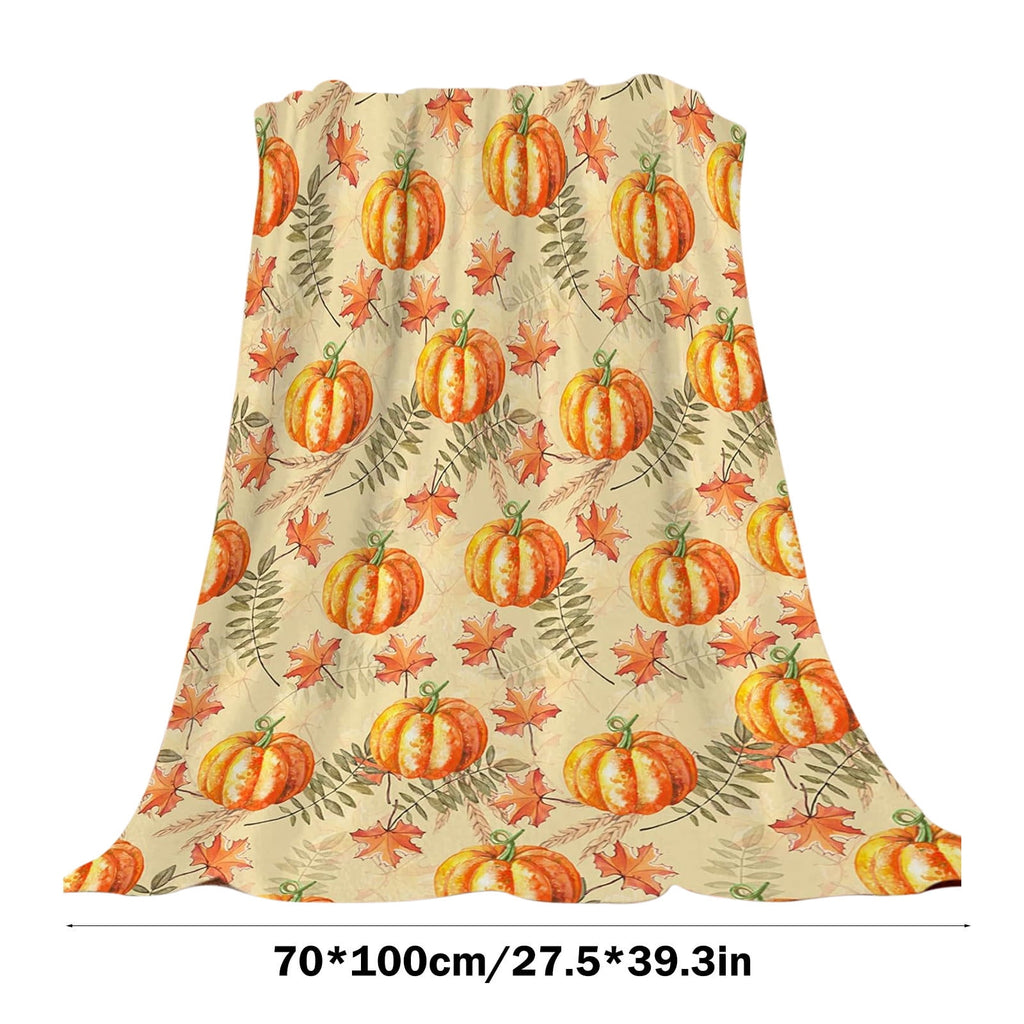 FastXmas Halloween Throw Blanket, 30"x40" Flannel Fleece Pumpkins Maple Checkered Plush Blanket, Soft Lightweight Skin-Friendly Fall Harvest Decorative Throw Blanket for Couch Sofa Bed Outdoor