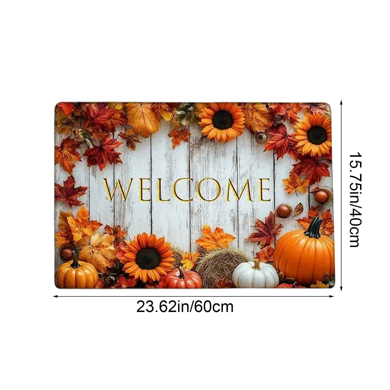 Fall Welcome Maple Leaves Decorative Doormat,Fall Pumpkins Maple Leafs Door mat Indoor Outdoor Entrance Floor Mat Non Slip Autumn Entry Mat for Thanksgiving Porch Front Door Decor 23.62*15.75in（A）