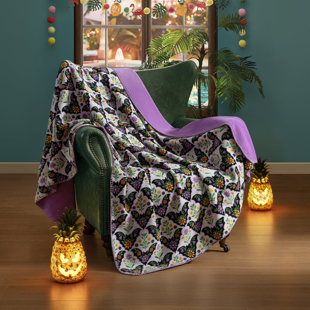 Boo-tique Soft Throw Blanket, Plush Fleece Blanket, Halloween Mermaids, Black, 50" x 72"