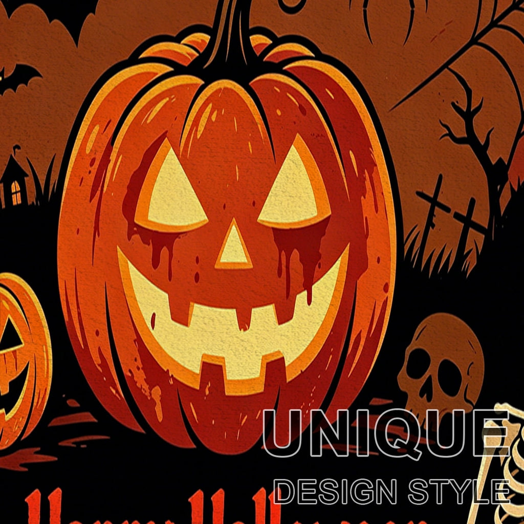 YIMEIS Halloween Pumpkin Lanterns 1Pc Flannel Mat and Kitchen Rugs,Soft Non-slip,Perfect for Home Bathroom