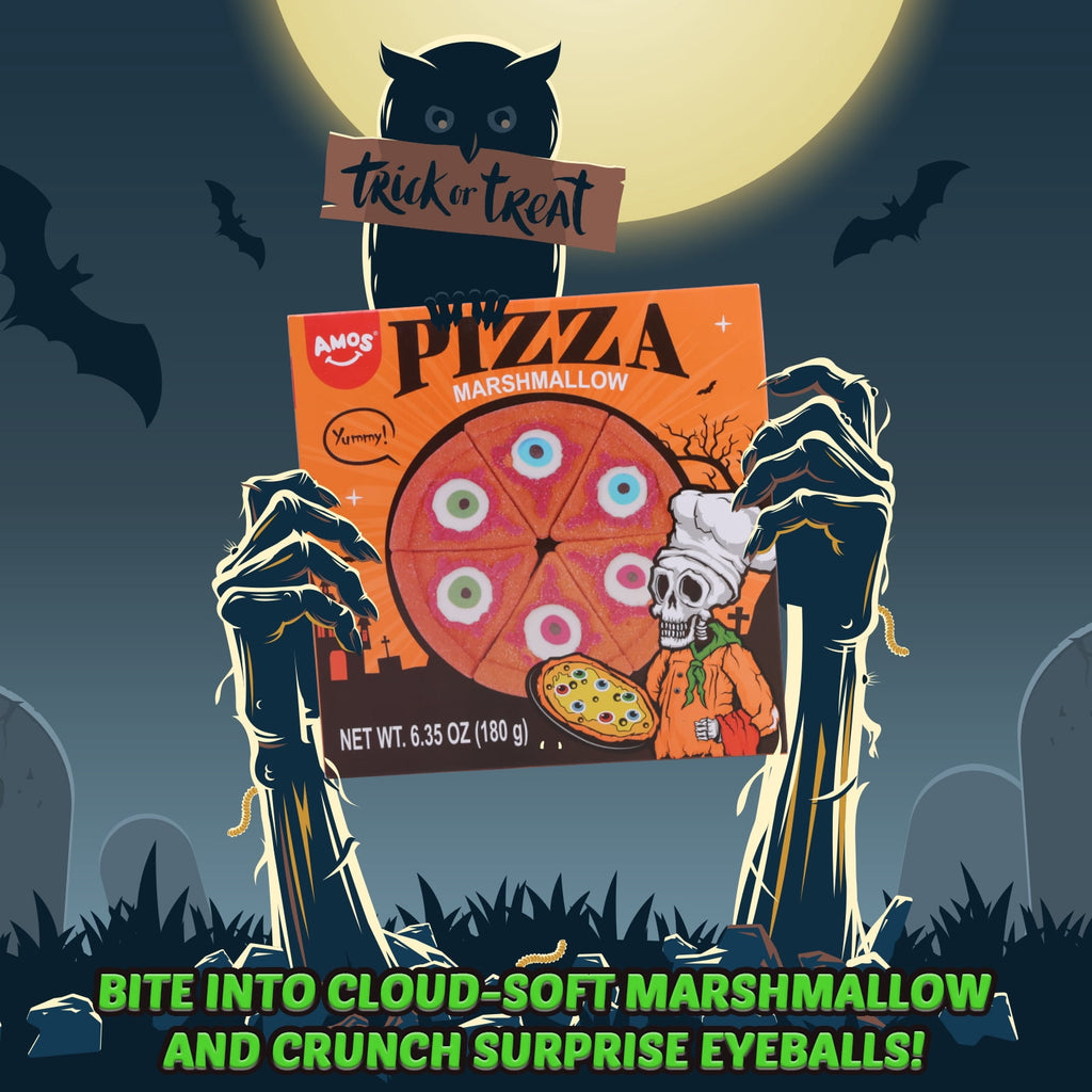 AMOS Cotton Candy Halloween Pizza, Eyeballs Candy for Party, Gluten-Free, 6 Count, 6.35 oz