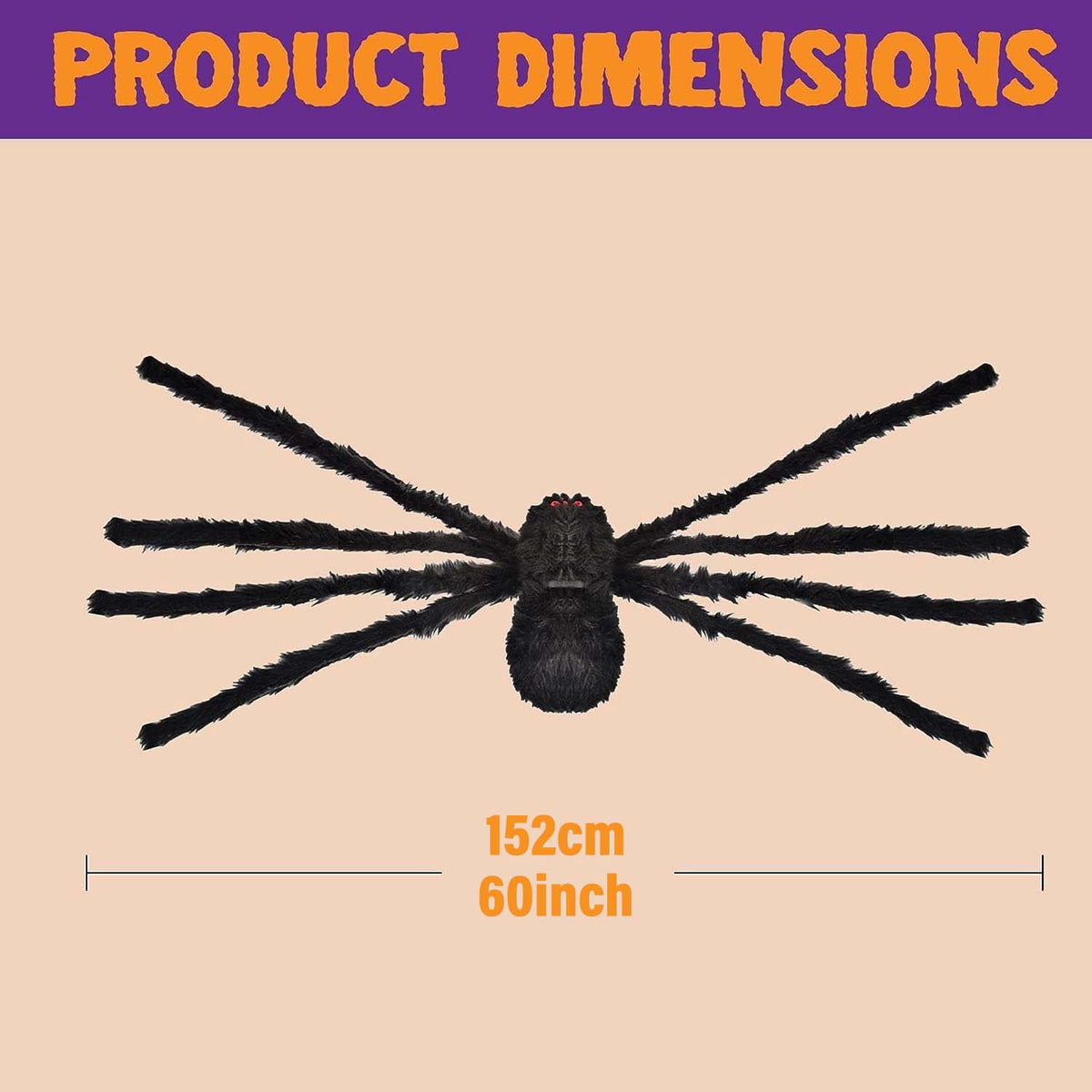 Ayieyill Spider Halloween Decorations Outdoor, 5FT Scary Giant Spider for Halloween Yard Decorations, Haunted House Props, 1pc