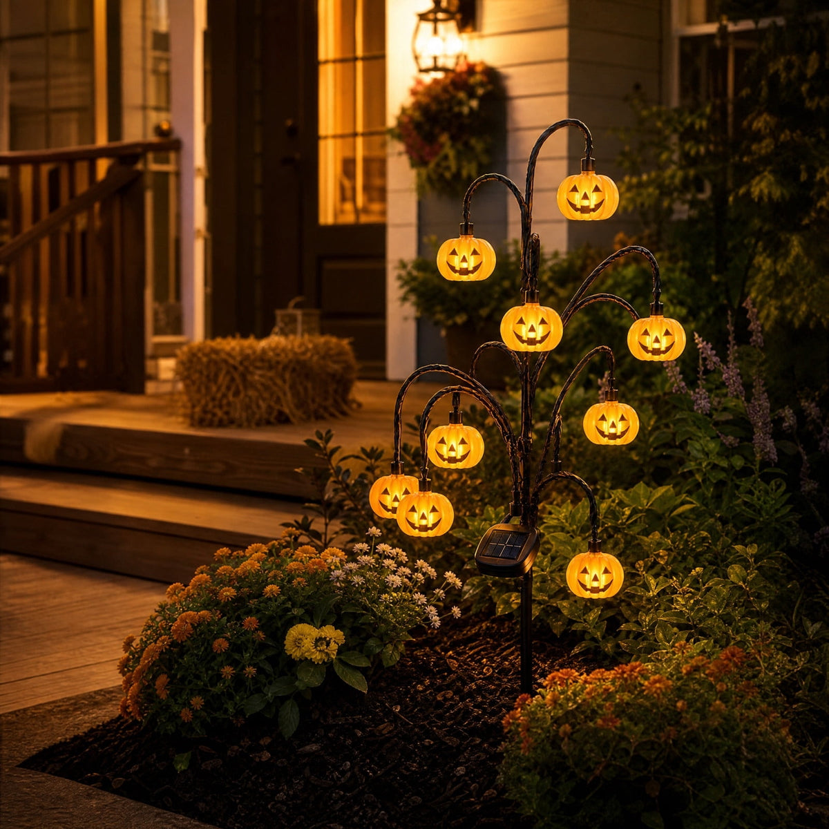 Halloween Solar Tree Stump Light, Cute Glowing Pumpkin Outdoor Decor, Twinkling Pathway Light, Magical Vintage Lantern, Rustic Fall Porch Decoration