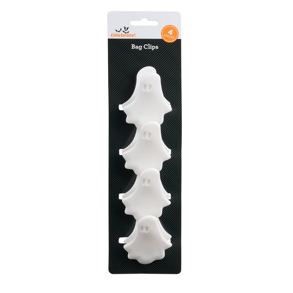 Way To Celebrate 4-Piece Bag Clips, Ghost, White