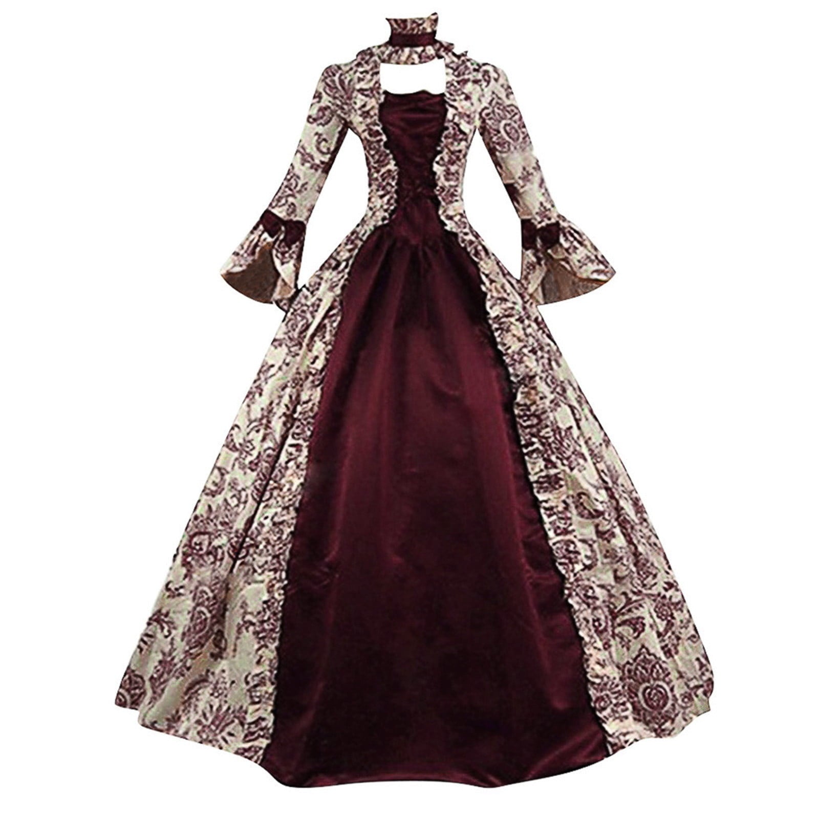 UPPADA Plus Size Victorian Dress for Women Lace Up Flare Sleeve Ball Gown with Corset Evening Party Maxi Gowns Vintage Cocktail Dress Wedding Dresses Early