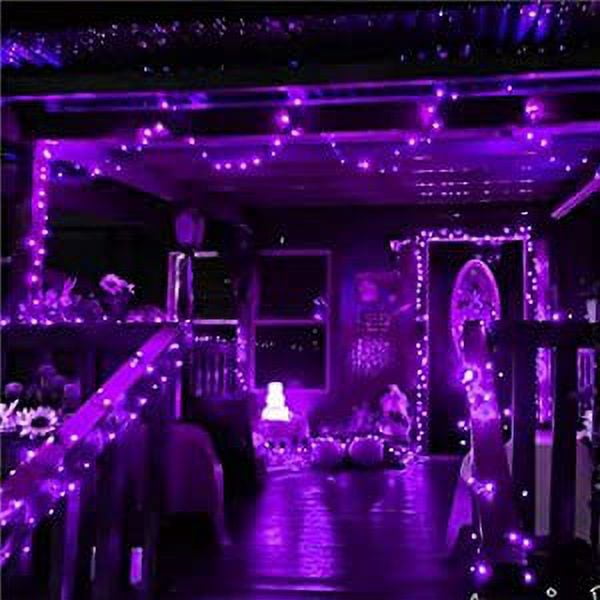 Purple Solar Fairy Lights Outdoor Waterproof, 4 Packs Each 33ft 100 LED Solar String Lights, 8 Modes Silver Wire Solar Twinkle Lights for Halloween Christmas Patio Garden