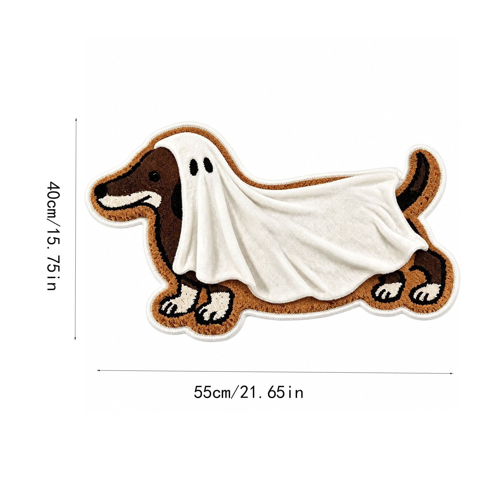 Clearance! Halloween Dachshund Ghost Doormat, Special-Shaped Floor Mat, Faux Wool Absorbent Entry Rug, Funny Cute Dog Silhouette Welcome Mat for Front Yard Doorway Indoor Outdoor, 23.62*15.75"
