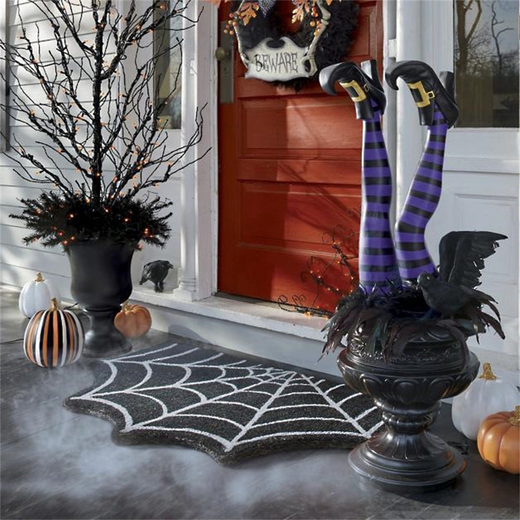 Halloween Doormat Spider Web Spooky Gothic Cute Fun Floor Mat Non Washable Welcome for Indoor Outdoor Entrance, Fall Thanksgiving Home Decor,23.6 Inch