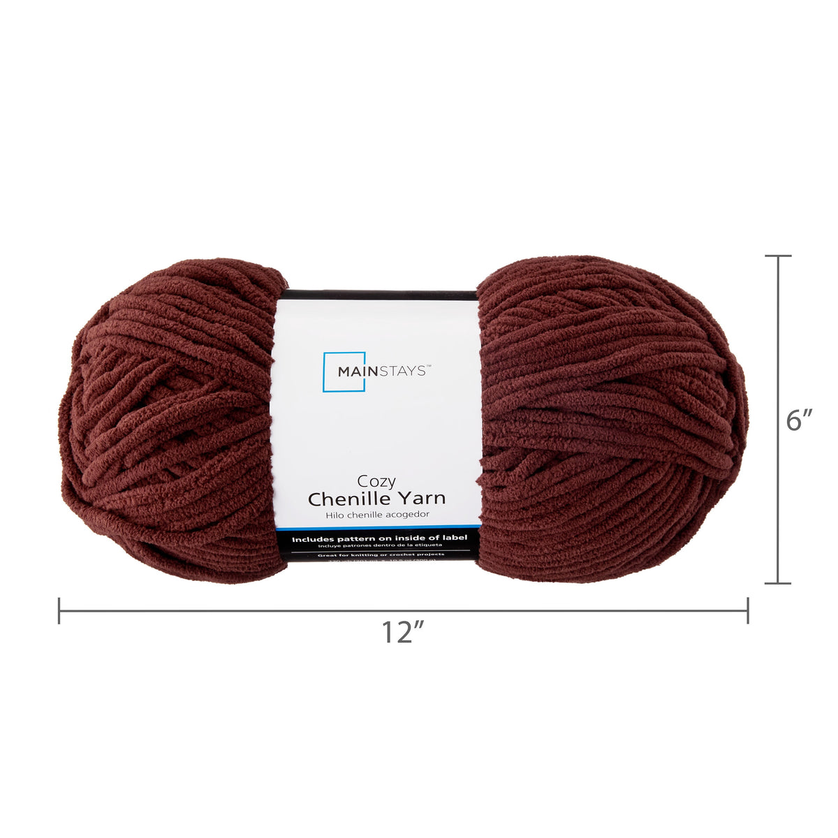 Mainstays Cozy Chenille Yarn, 220 yd, Arctic White, 100% Polyester, Bulky
