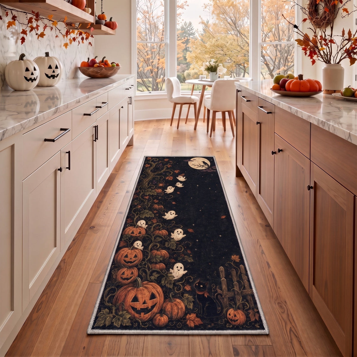 GENIMO 2'x3' Halloween Doormat, Washable Non Slip Soft Whimsical Cat Outdoor Door Mat for Front Door Covered Porch Patio Entryway, Rustic Black