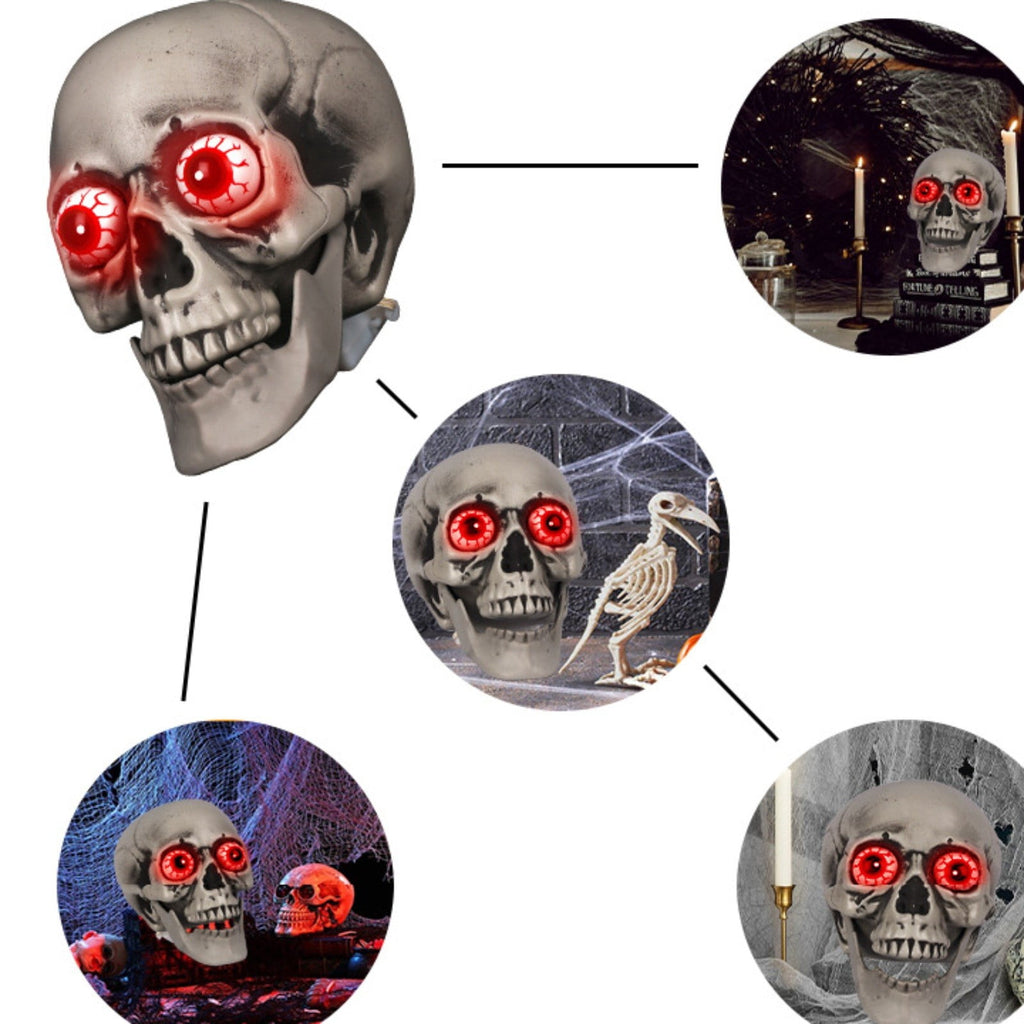 HOARBOEG Glowing Talking Skull Halloween Prop - Realistic Moving Horror Decoration with Sound & Voice Control, Scary Animated Skull for Haunted Houses, Parties, Prank