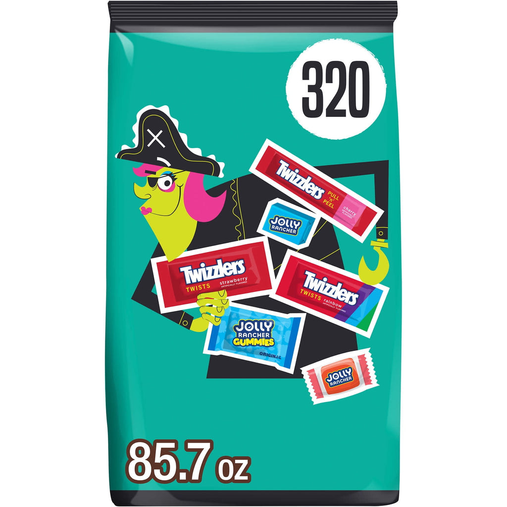 Jolly Rancher and Twizzlers Assorted Fruit Flavored, Halloween Candy Bulk Bag, 85.7 oz (320 Pieces)