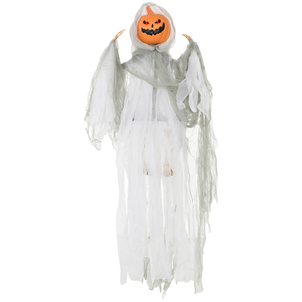 Outsunny 74" Life Size Outdoor Halloween Decorations Skeleton Witch, Animated Prop Animatronic Decor with Sound and Motion Activated, Light Up Eyes and Chest, Howling and Chain Sound