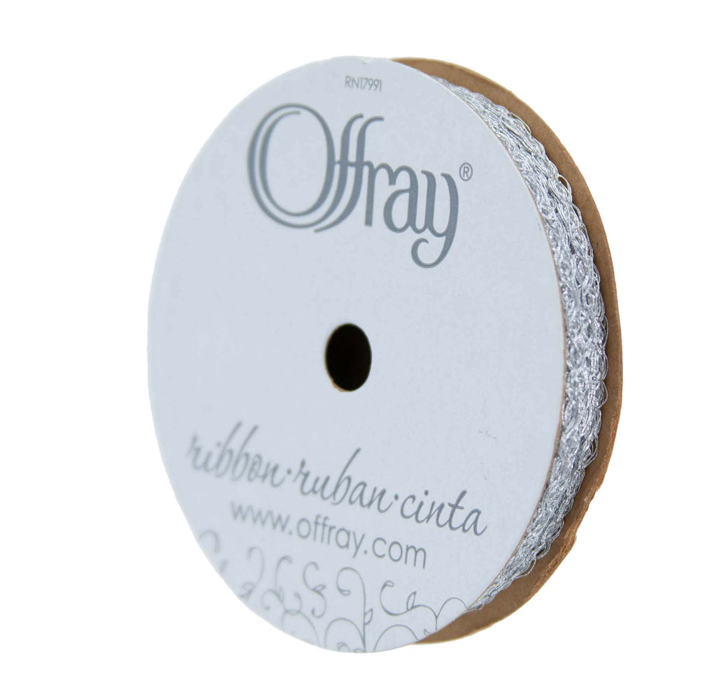 (4 pack) Offray Ribbon, Silver 1/8 inch Metallic Ribbon for Wedding, Crafts, and Gifting, 12 feet, 1 Each
