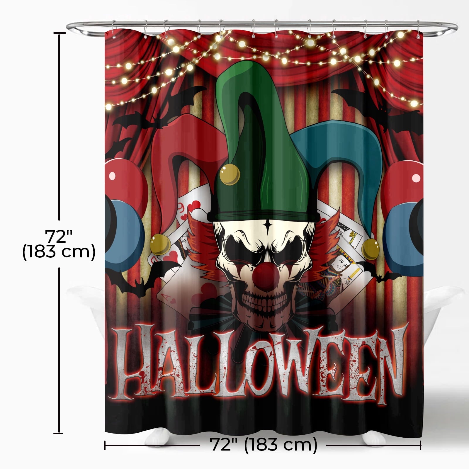 Seasonwood Halloween Shower Curtain,Spooky Halloween Black Cat Shower Curtain,Waterproof Halloween Bathroom Decor with 12 hooks,72"x72"